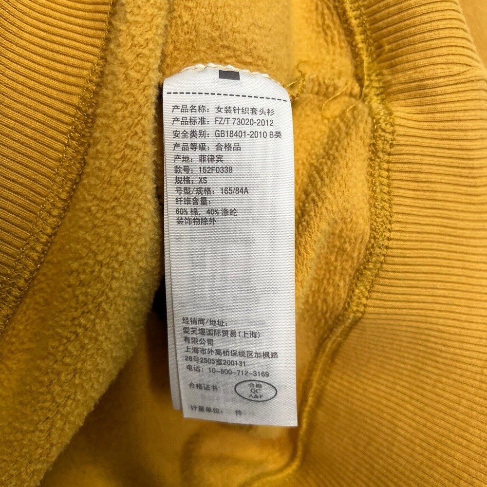 Abercrombie Fitch Top Womens XS Felt Logo Sweatshirt Academic Rugby Yellow - Picture 6 of 13